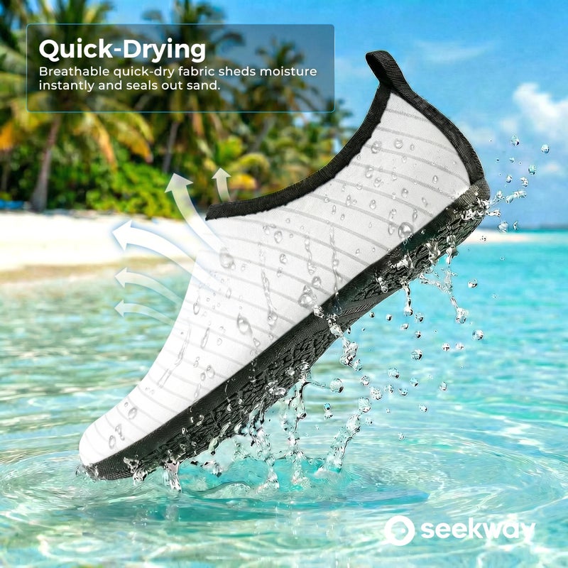 SEEKWAY Water Shoes Quick-Dry Aqua Socks Barefoot Non Slip for Beach Swim Yoga Pool Lake Surf Women Men White SK002(U) - Image 4