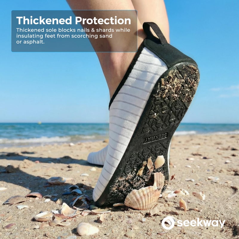 SEEKWAY Water Shoes Quick-Dry Aqua Socks Barefoot Non Slip for Beach Swim Yoga Pool Lake Surf Women Men White SK002(U) - Image 3