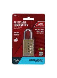 ACE 4-Dial Resettable Solid Brass Anti-Pick Combination Padlock Gold and Silver 1.87 x 1.25 x 0.5 Inch 5094172  - Image 1