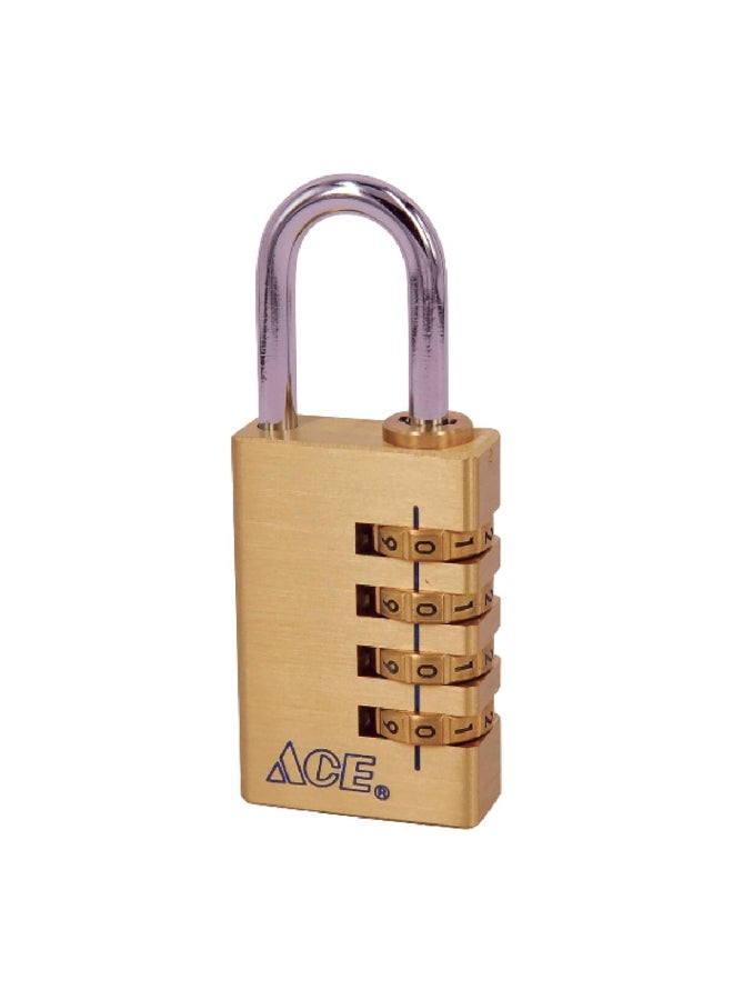 ACE 4-Dial Resettable Solid Brass Anti-Pick Combination Padlock Gold and Silver 1.87 x 1.25 x 0.5 Inch 5094172 - Image 2