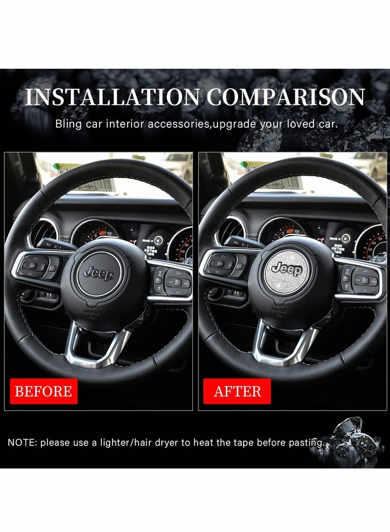 Excefore For Jeep JL Accessories Bling Steering Wheel Emblem Logo Cover Sticker for Wrangler JL JLU Gladiator JT - Image 3