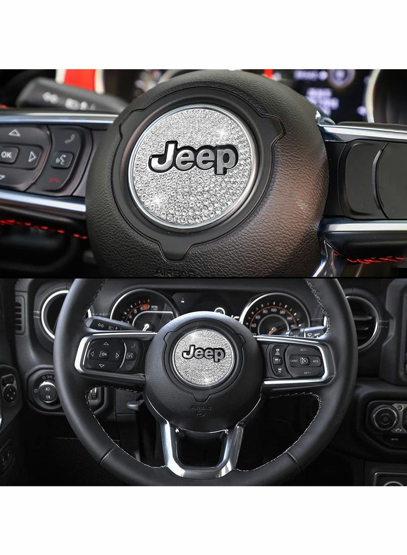 Excefore For Jeep JL Accessories Bling Steering Wheel Emblem Logo Cover Sticker for Wrangler JL JLU Gladiator JT - Image 2