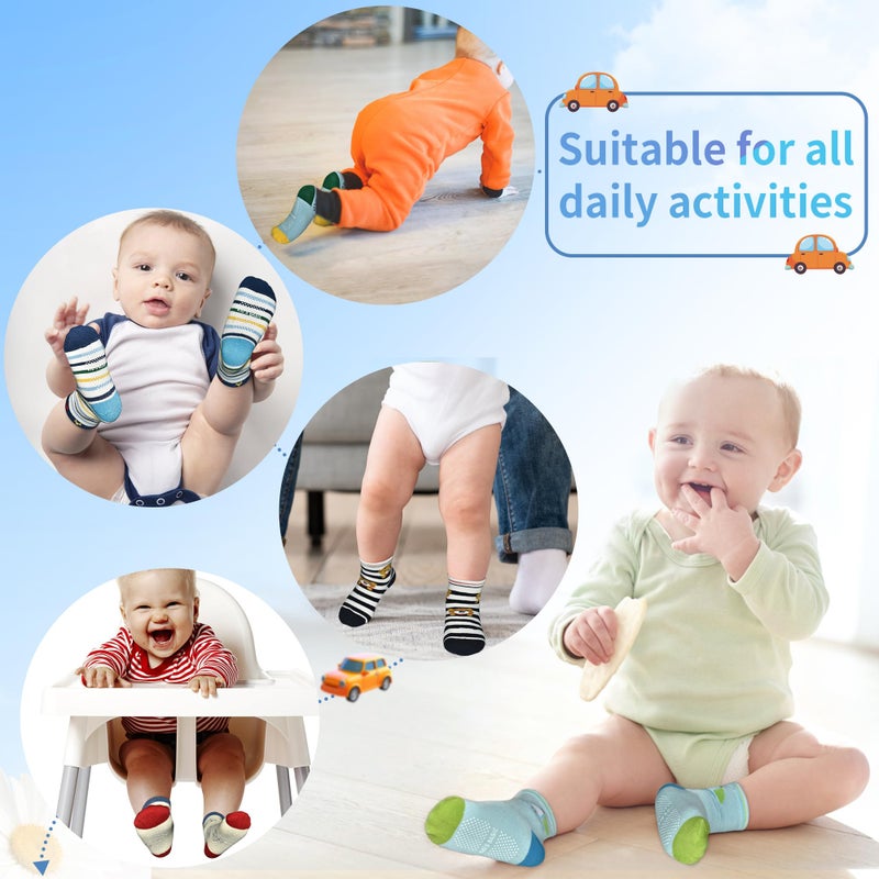 Tphon Non Slip Kids Toddler Socks with Grippers Baby 12 Pairs Anti Skid Socks for Boys Girls for 6-12 Months Children - Image 4