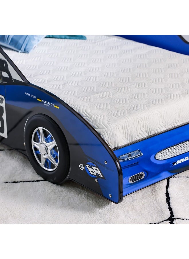 DANUBE HOME Ranger Meteoric 90X190 Car Bed – Kids Car-Shaped Bed for Boys & Girls – Comfortable and Stylish Children's Bed for Bedroom, Playroom, Ideal for Nursery Décor -Blue  - Image 3