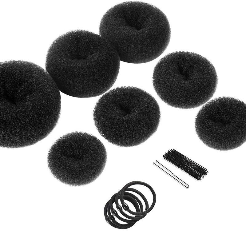 Teenitor Hair Styling Kit: 5 Bands, 20 Bobby Pins, 7 Chignons (2 Small, 2 Medium, 1 Large, 1 Extra-Large), Black - Image 1