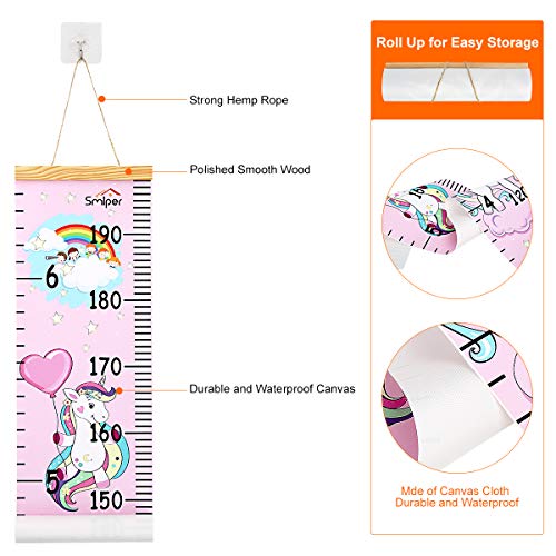 Smlper Growth Chart for Kids,Child Height Chart Ruler for Wall,Wood Frame Fabric Canvas Height Measurement Ruler for Kids Nursery Room,Removable Wall Decor 79"x7.9" - Image 2