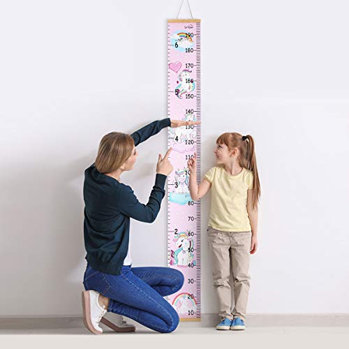 Smlper Growth Chart for Kids,Child Height Chart Ruler for Wall,Wood Frame Fabric Canvas Height Measurement Ruler for Kids Nursery Room,Removable Wall Decor 79"x7.9" - Image 4