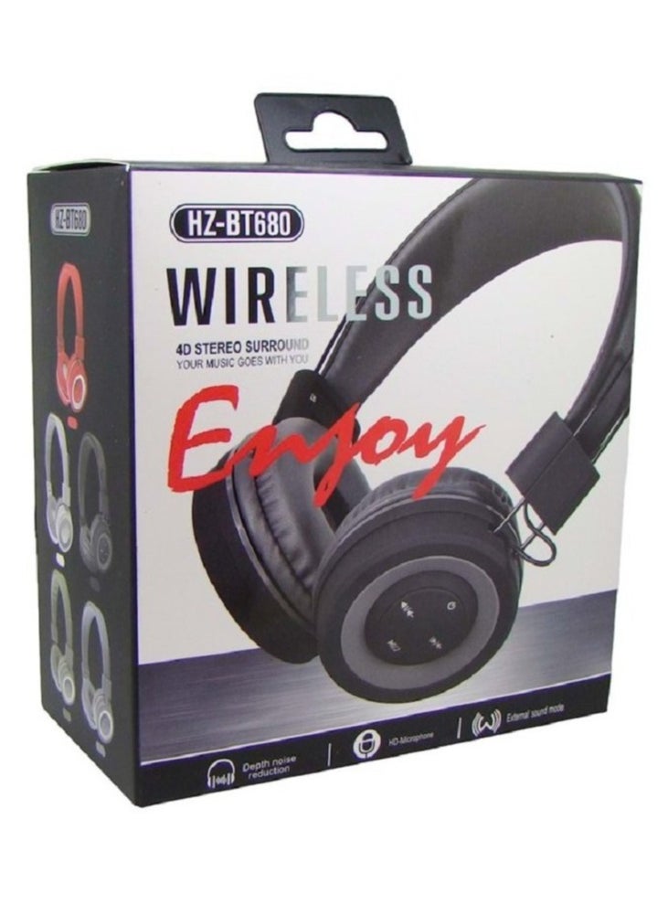 Generic HZ-BT680 Wireless Bluetooth Headset - Microphone - FM Radio - Card Slots - Folding Compatible for Mobile and Computer/Black  - Image 2