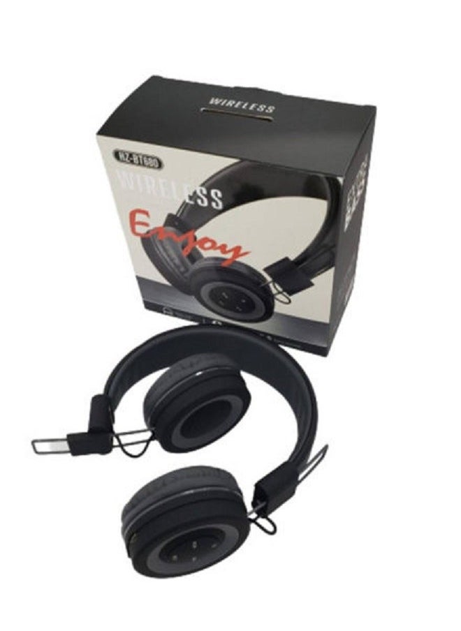 Generic HZ-BT680 Wireless Bluetooth Headset - Microphone - FM Radio - Card Slots - Folding Compatible for Mobile and Computer/Black  - Image 3