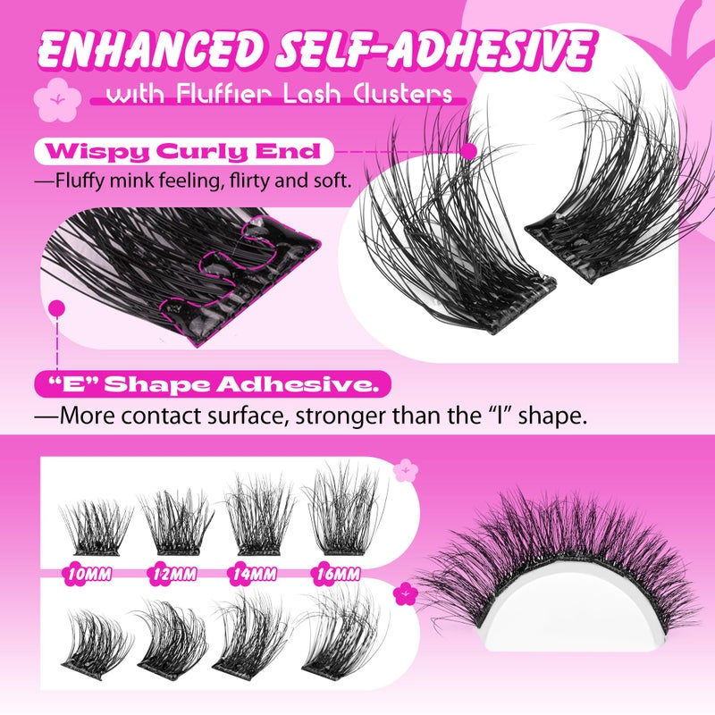 ALPHONSE Self Adhesive Lash Clusters Reusable Self Adhesive Eyelashes Fluffier Press on Lashes Extension No Glue Needed 10-16mm Glueless Lashes Clusters with Tweezers - Image 2