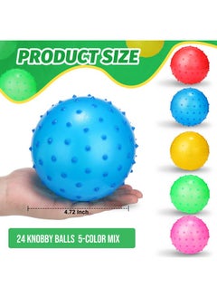 Jerify 24 Pieces Knobby Balls Spiky Bounce Ball Toy Large Bouncy Balls Bulk Inflatable Sensory Balls Soft Massage Stress Plastic Balls For School Party Play Outdoor Indoor  - Image 2