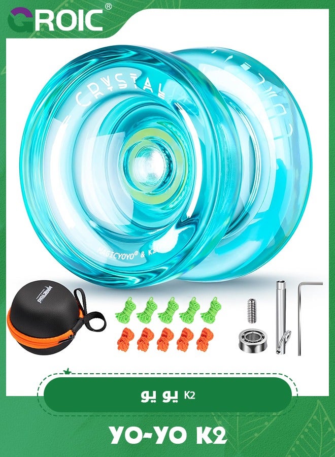 GROIC K2 Crystal Yoyo Responsive Yoyo for Kids, Yoyo Professional Fingerspin Trick, Dual Purpose Yo yo with 10 Yo yo Strings,Yoyo for Finger Spin Tricks Intermediate Play - Image 1