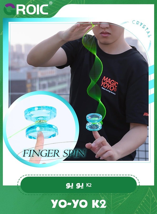 GROIC K2 Crystal Yoyo Responsive Yoyo for Kids, Yoyo Professional Fingerspin Trick, Dual Purpose Yo yo with 10 Yo yo Strings,Yoyo for Finger Spin Tricks Intermediate Play - Image 2