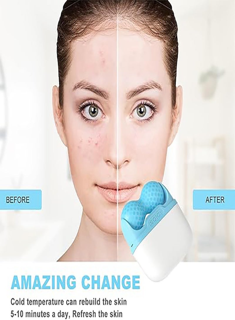 بكرة ثلج للوجه والعين، 2 في 1 للانتفاخ والصداع النصفي وتخفيف الالم والاصابات الطفيفة - ديوجنز لي للعلاج البارد، منتجات العناية بالبشرة، ازراق، موصل بسلك كهربي - Image 2
