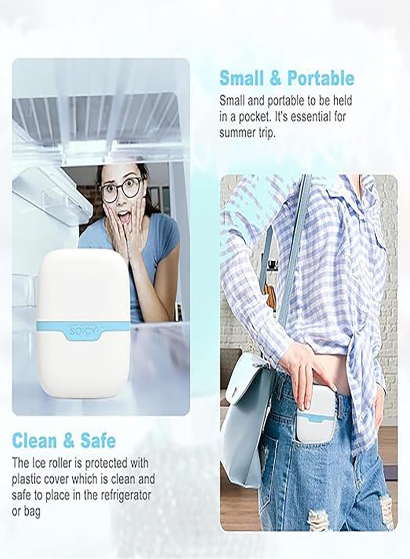 بكرة ثلج للوجه والعين، 2 في 1 للانتفاخ والصداع النصفي وتخفيف الالم والاصابات الطفيفة - ديوجنز لي للعلاج البارد، منتجات العناية بالبشرة، ازراق، موصل بسلك كهربي - Image 5