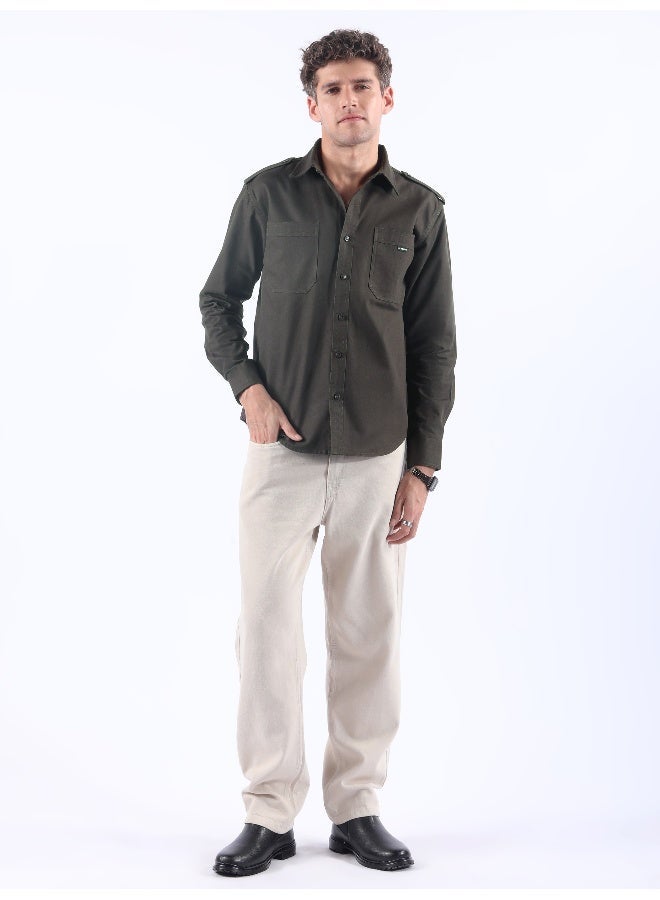 بيونغ قميص كتف رمادي داكن قطني - Image 4