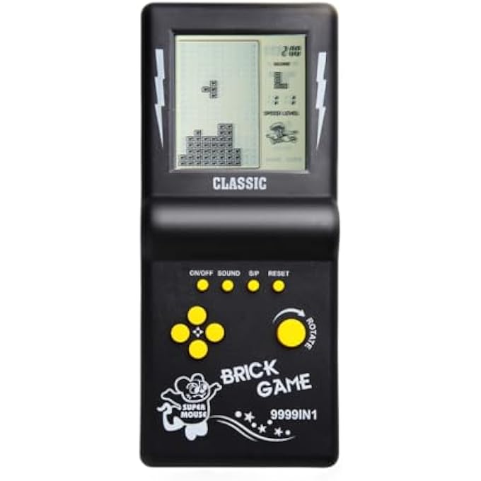 3.5 INCH LARGE SCREEN BRICK GAME CONSOLE BUILDING BLOCK RACING GAME / INTEGRATED TANK GAME 23 CLASSIC GAMES NOSTALGIC PUZZLE (BLACK) - Image 1