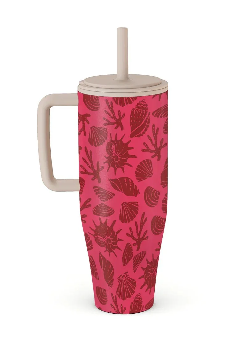 BURGA 40oz 1.2L Insulated Tumbler with Handle & Leakproof Straw Lid – Keeps Drinks Hot 12 Hrs / Cold All Day – Stainless Steel Travel Mug, Cupholder Friendly, Double Wall Vacuum, Reusable Water Bottle Solace