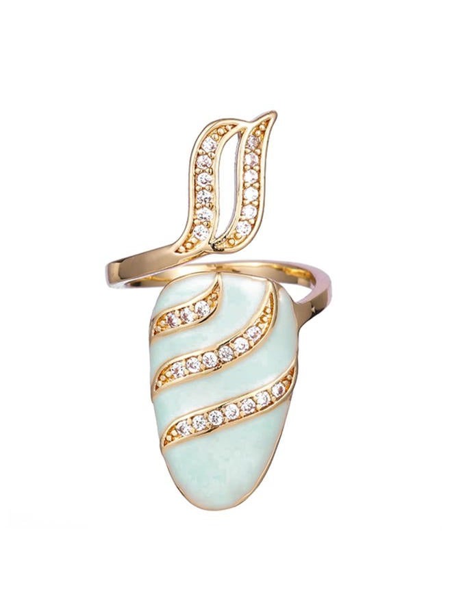 Rumtock Knuckle Nail Ring Mint Nail Protecting Ring with CZ Crystal for Women Girls Finger Tip Manicure Jewelry - Image 1
