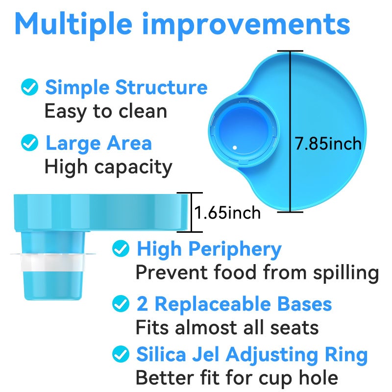 SSPONT Kids Car Seat Tray, Travel Tray with Cup Holder for Toddler Baby, Kids Car Seat Food Snack Organizer for Road Trip, Stroller snack Organizer Travel Must Haves Toddler Must Haves (Sky Blue, 1 PCS) - Image 5