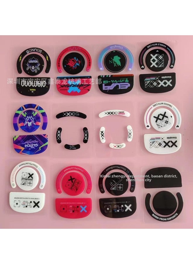 The Electronic Competition Game Along The Skating Version Wear-resistant  Generation Two Generation Three Generation Tempered Mouse Glass Foot Stickers Style Is Complete-Color:Small Dots Pure Black - Image 3