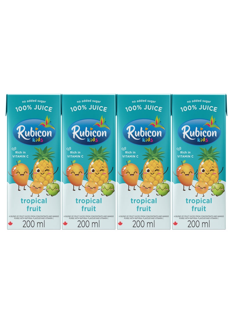 Rubicon Kids Tropical Fruit Juice Pack 4 x 200ml - Image 1
