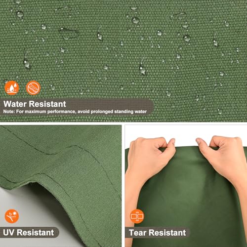 Patiobay Canvas Tarp 6x8 Feet, 12 Oz Heavy Duty Water Resistant with Rustproof Grommets, UV Resistant, Multipurpose Outdoor Tarpaulin for Camping, Canopy, Woodpile, Trailer (Green) - Image 4
