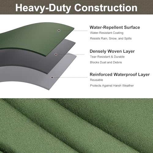 Patiobay Canvas Tarp 6x8 Feet, 12 Oz Heavy Duty Water Resistant with Rustproof Grommets, UV Resistant, Multipurpose Outdoor Tarpaulin for Camping, Canopy, Woodpile, Trailer (Green) - Image 5