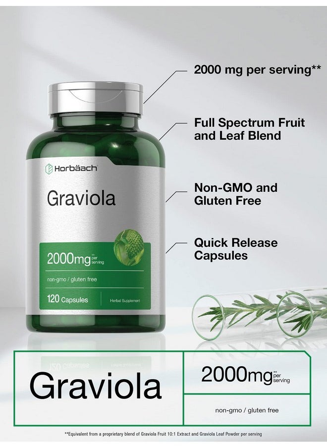 Horbaach Horbäach Graviola Extract 2000 mg 120 Capsules | Non-GMO, Gluten Free | Soursop (Annona Muricata)  - Image 3