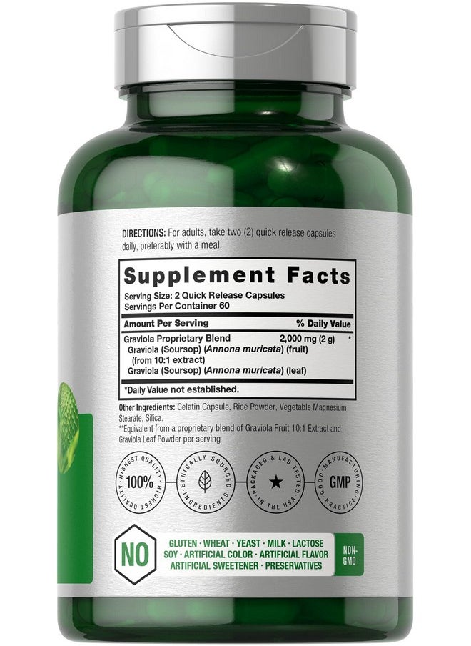 Horbaach Horbäach Graviola Extract 2000 mg 120 Capsules | Non-GMO, Gluten Free | Soursop (Annona Muricata)  - Image 2