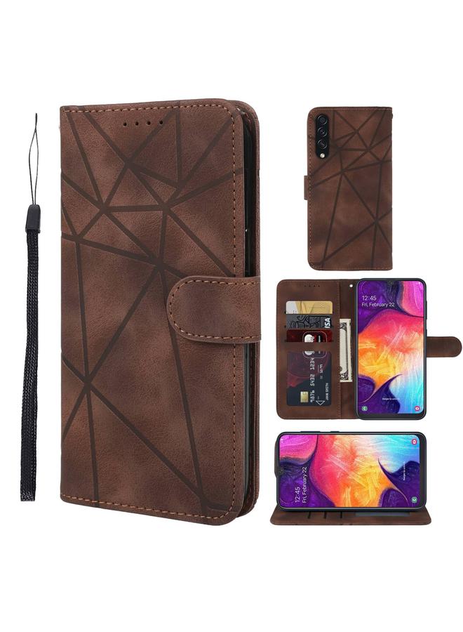 S-TOP Case For Samsung Galaxy A50 Skin Feel Geometric Lines Leather Phone Case - Image 1