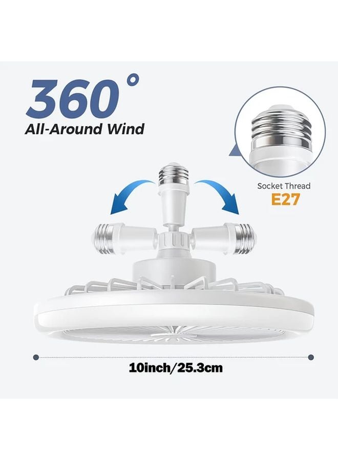 White Crystal E27 Smart Fan Light 50W Ceiling Fan With Remote 3 Speed Dimmable LED - Image 3