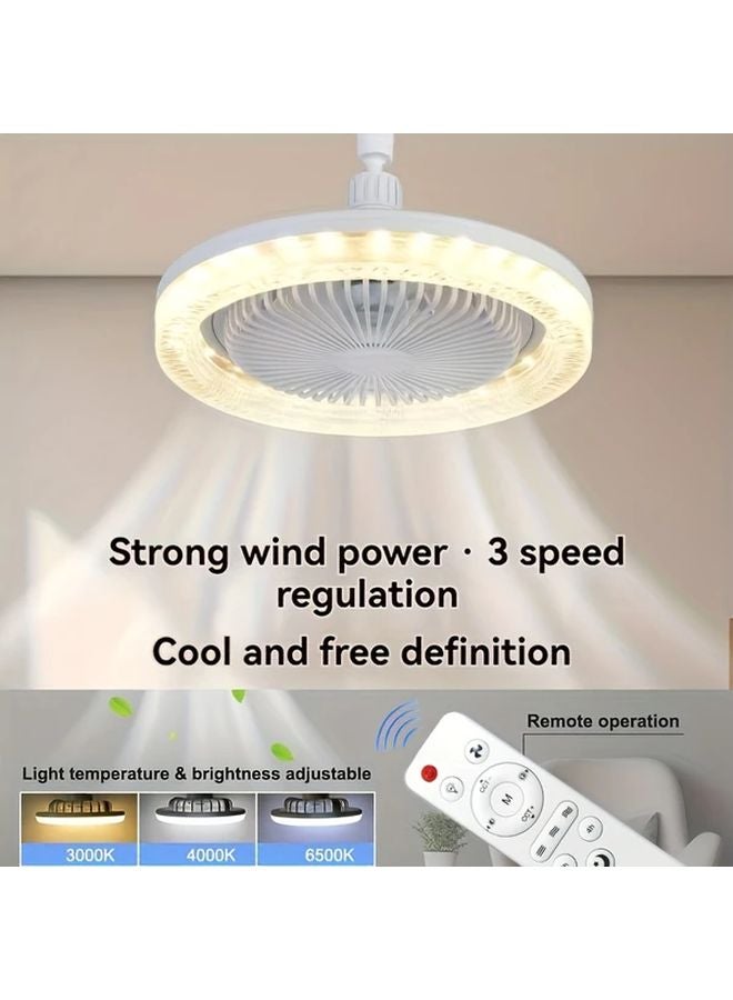 White Crystal E27 Smart Fan Light 50W Ceiling Fan With Remote 3 Speed Dimmable LED - Image 5