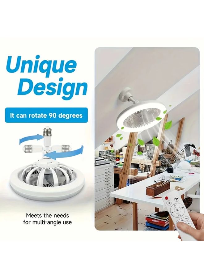 White Crystal E27 Smart Fan Light 50W Ceiling Fan With Remote 3 Speed Dimmable LED - Image 4