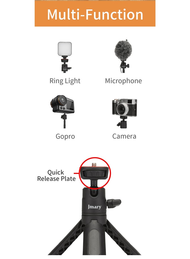 Jmary MT-19 Mini Mobile Stand with 360° Adjustable Ball Head, Extendable Tabletop Tripod for Smartphones, Lightweight Portable Tripod with 14–30 cm Height Range and 120 g Load Capacity - Image 3
