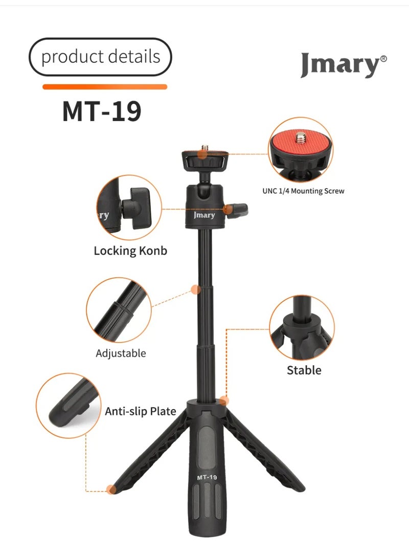 Jmary MT-19 Mini Mobile Stand with 360° Adjustable Ball Head, Extendable Tabletop Tripod for Smartphones, Lightweight Portable Tripod with 14–30 cm Height Range and 120 g Load Capacity - Image 5
