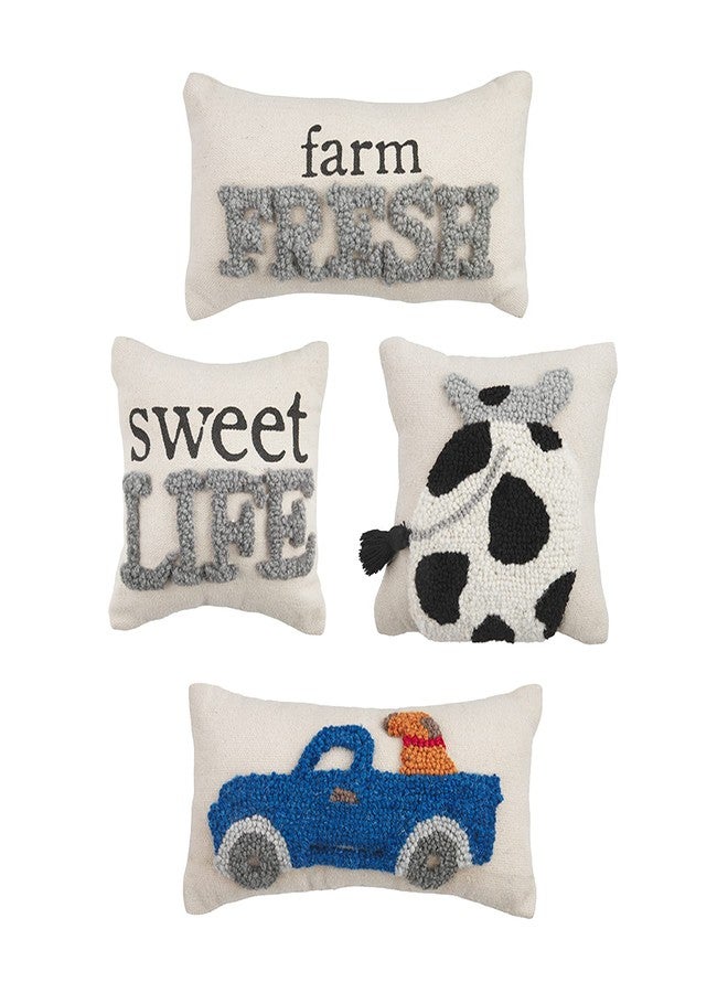 Mud Pie Mini Farm Hook Pillow, 8" x 8", Sweet Life - Image 2