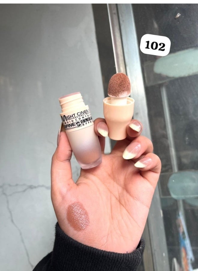 مايت سينما محدد ملامح الوجه السائل من Might Cinema – درجة 102 – لتحديد ونحت ملامح الوجه بخفة وسلاسة – مناسب لعظام الخد، الفك، وإضافة الأبعاد الطبيعية للوجه – يأتي مع إسفنجة تطبيق - Image 3