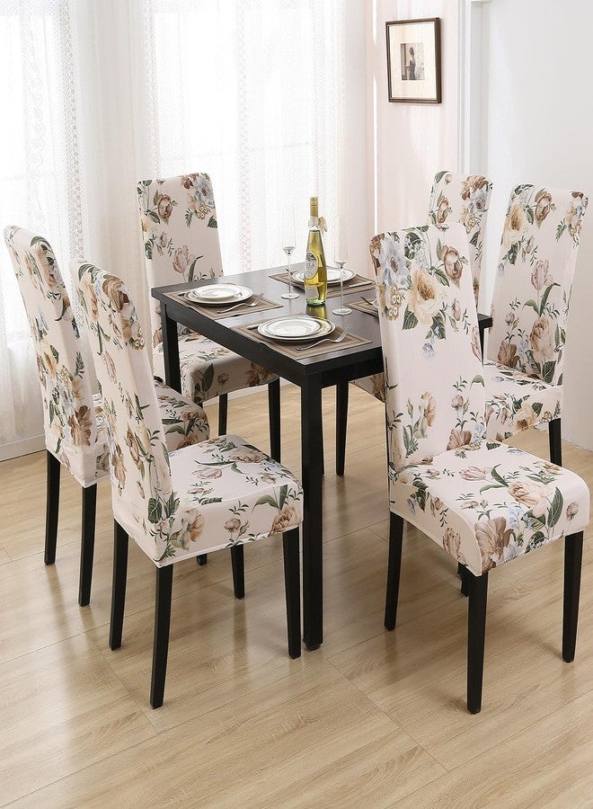 Keyroal Dining Room Chair Covers Set of 6, Stretch Pattern Parsons Chair Slipcovers Spandex Removable Washable Kitchen Chair Protector Cover for Dining Room, Hotel, Ceremony (Flower) - Image 2