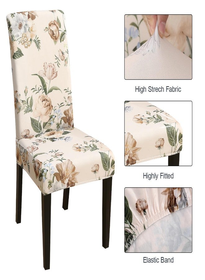 Keyroal Dining Room Chair Covers Set of 6, Stretch Pattern Parsons Chair Slipcovers Spandex Removable Washable Kitchen Chair Protector Cover for Dining Room, Hotel, Ceremony (Flower) - Image 4