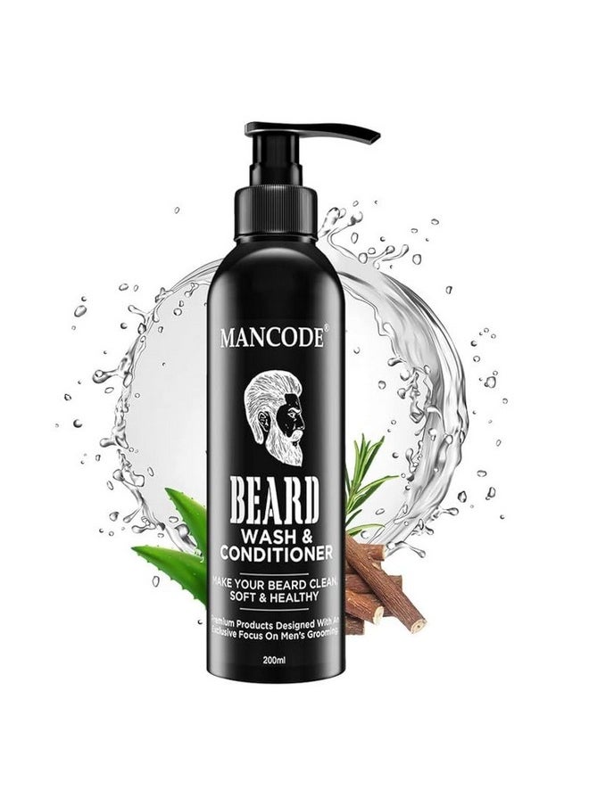 MAN CODE - Mancode Beard Wash & Conditioner - 200Ml | Conditions & Cleans Beard Mustache | Blended With Licorice, Vitamin C & Aloe Vera | Natural & Organic Beard Shampoo For Men (Pack Of 1) - Image 1