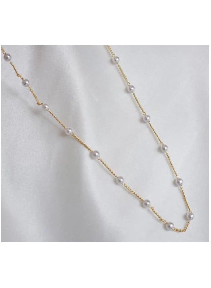 بونكا قلادة نسائية انيقة بتصميم عصري مع دلاية متنوعة من بونكا عقد لؤلؤ متعدد - Image 3