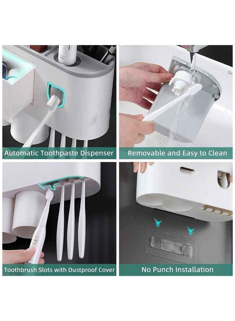 Al Musawwar Toothbrush Holder Wall Mounted 2 Cups, Multifunctional Space-Saving Toothbrush Holder with Drawer for Cosmetics Organizer for Washroom and Bathroom - Image 3