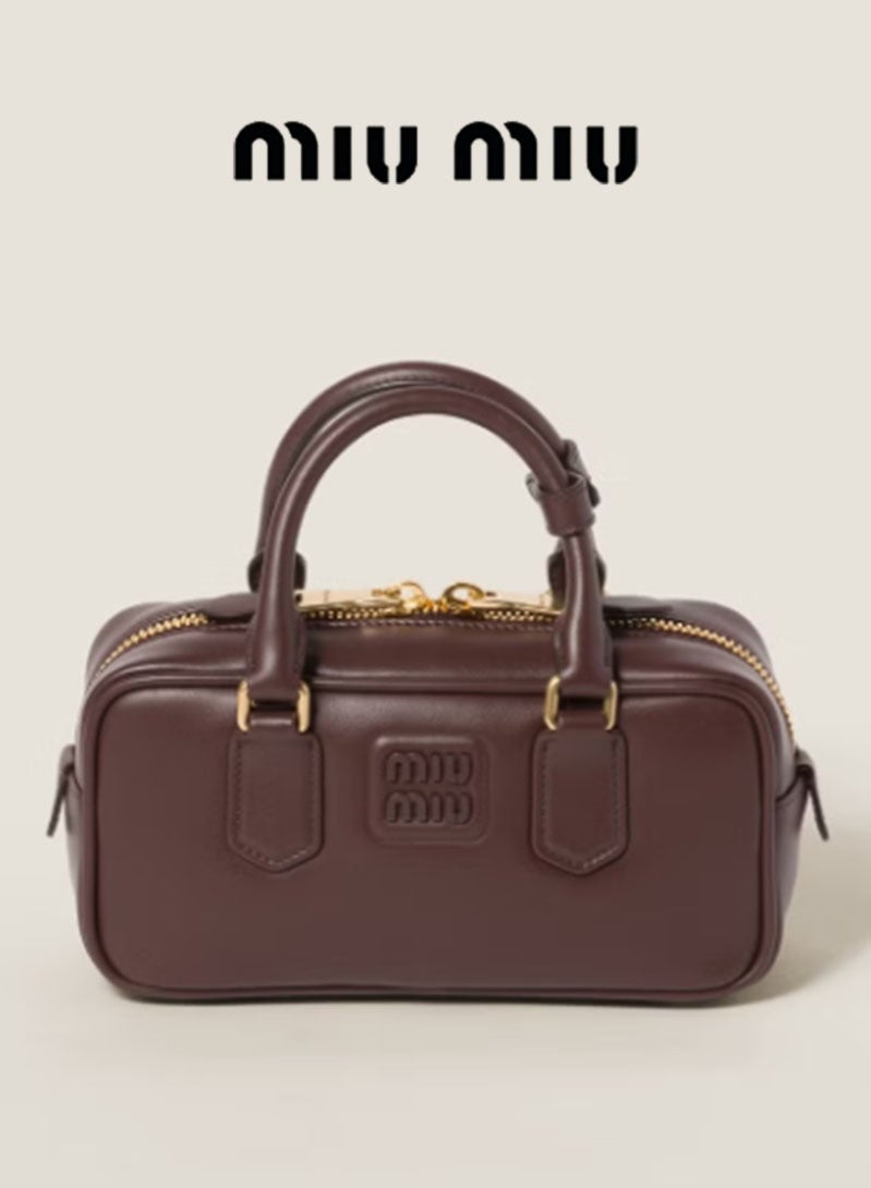 ميومي حقيبة أر كادي الجلدية، حقيبة يد نسائية من الجلد، حقيبة كتف نسائية من الجلد، حقيبة كروس بودي نسائية من الجلد، حقيبة يد، لون القهوة البني - Image 1