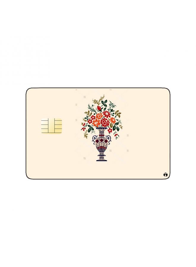 RKN PRINTED BANK CARD STICKER Beautiful Colorful Roses Vase - Image 1