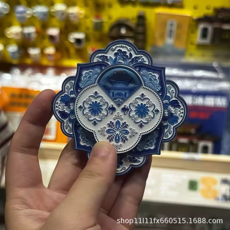 Jingdezhen Blue and White Porcelain Rotating Refrigerator Magnet - Image 3