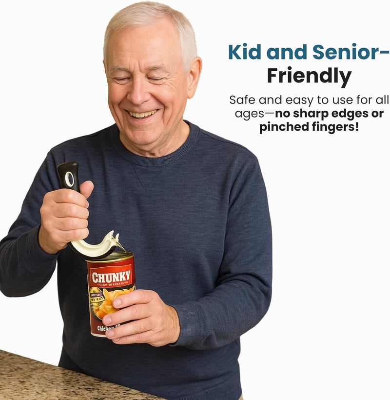 Jokari Ring Pull Can Opener for Soda and Food Cans Arthritis Aid with Non Slip Grip for Seniors Kids and Nail Protection Manual Pull Tab Tool for Easy Open Cans Black Dishwasher Safe - Image 4