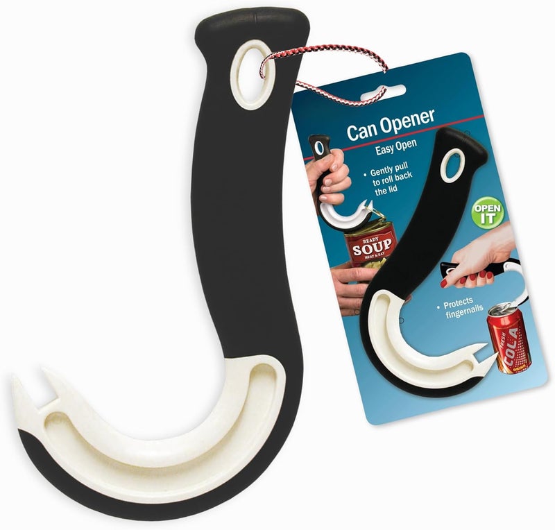 Jokari Ring Pull Can Opener for Soda and Food Cans Arthritis Aid with Non Slip Grip for Seniors Kids and Nail Protection Manual Pull Tab Tool for Easy Open Cans Black Dishwasher Safe - Image 1