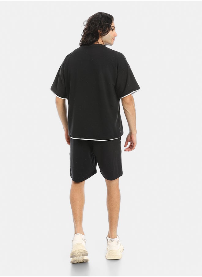 Red Circle Slip On Printed T Shirt and Shorts Set  - Image 3