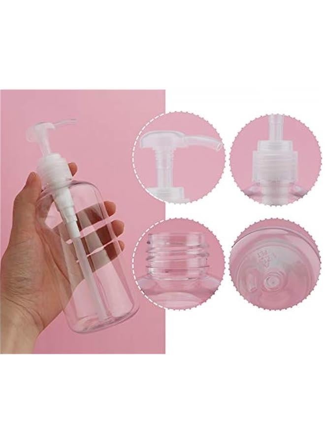 زجاجات شامبو بضخ مضخة، زجاجات شامبو سعة 10 أونصات بلاستيكية شفافة فارغة قابلة لإعادة التعبئة، موزع دش 2 قطعة مع قفل سفر للصابون والكريمات واللوشن والجيل - Image 3